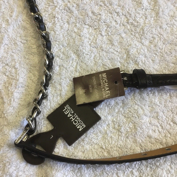Michael Kors Hamilton Silver Chain/Black Faux Leat main image 5
